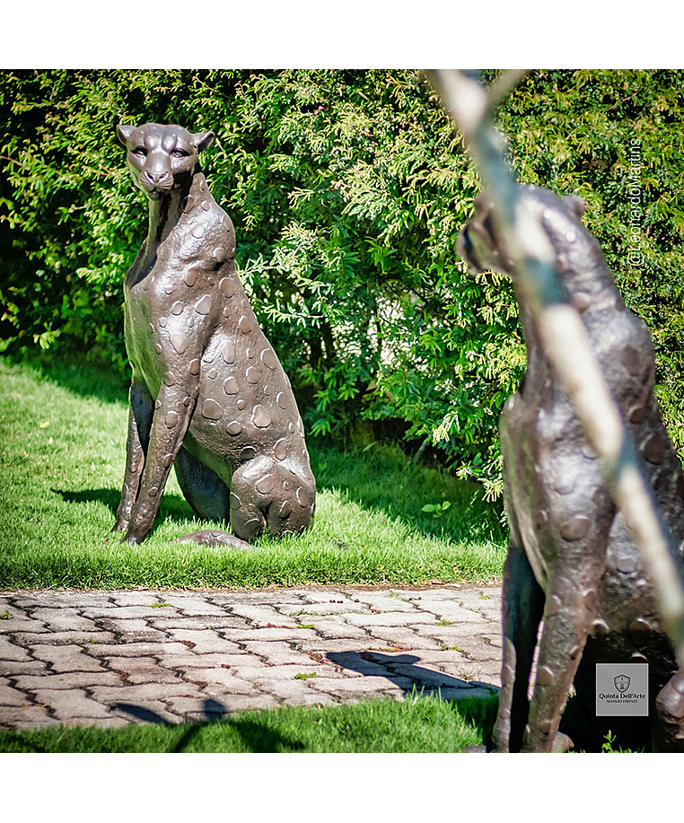 imagem do produto Escultura Par de Guepardos em Bronze 100cm - EBZ719 Paisagismo de Luxo