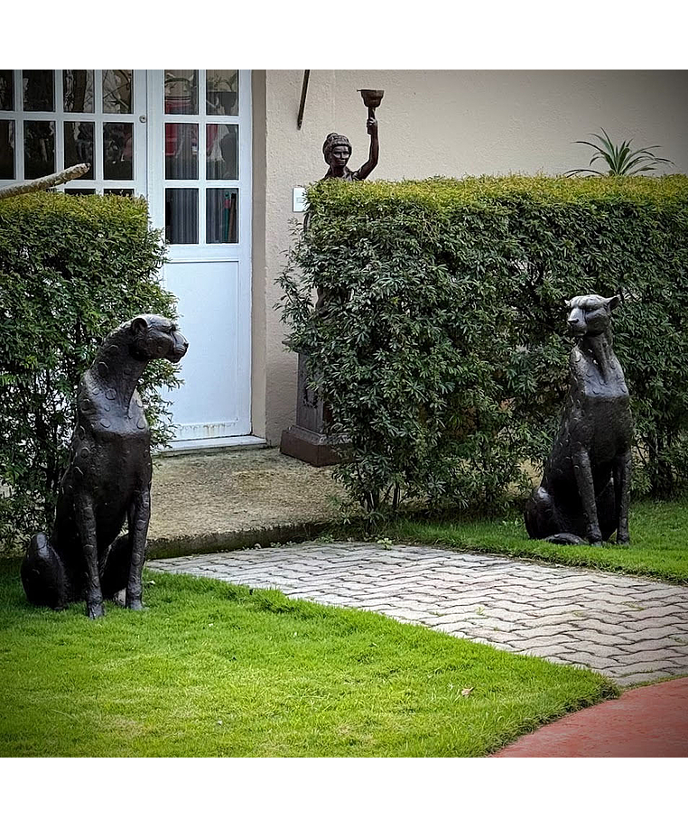 imagem do produto Escultura Par de Guepardos em Bronze 100cm - EBZ719 Paisagismo de Luxo