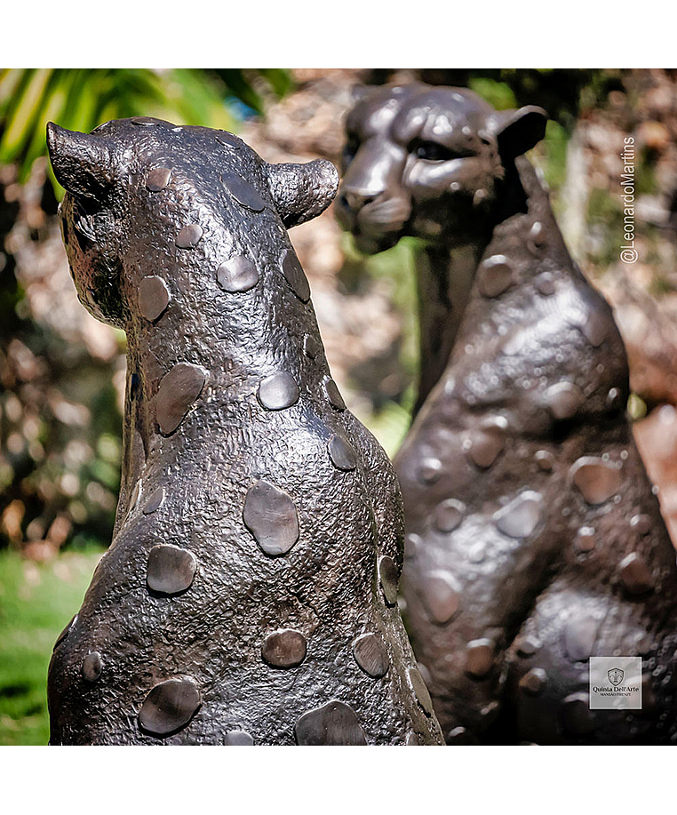 imagem do produto Escultura Par de Guepardos em Bronze 100cm - EBZ719