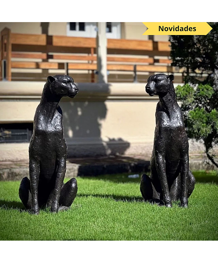 imagem do produto Escultura Par de Guepardos em Bronze 100cm - EBZ719