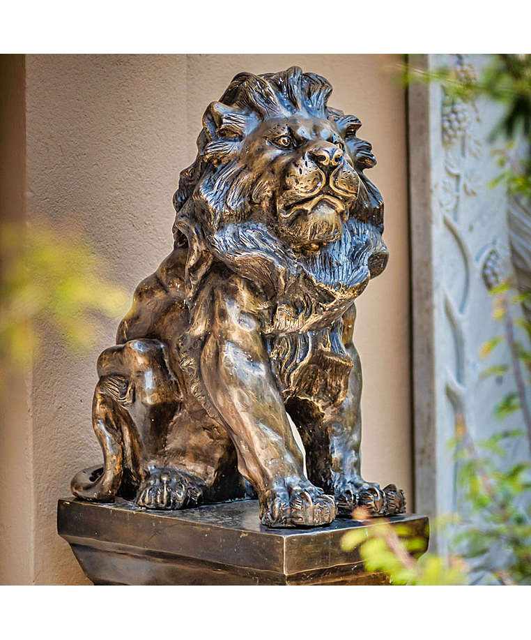 imagem do produto Escultura Par de Leões com Base em Bronze 120cm - EBZ608 Presença Imponente