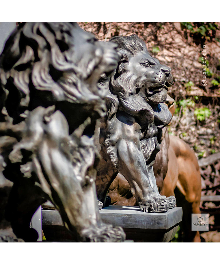 imagem do produto Escultura Par de Leões com Base em Bronze 120cm - EBZ608 Presença Imponente