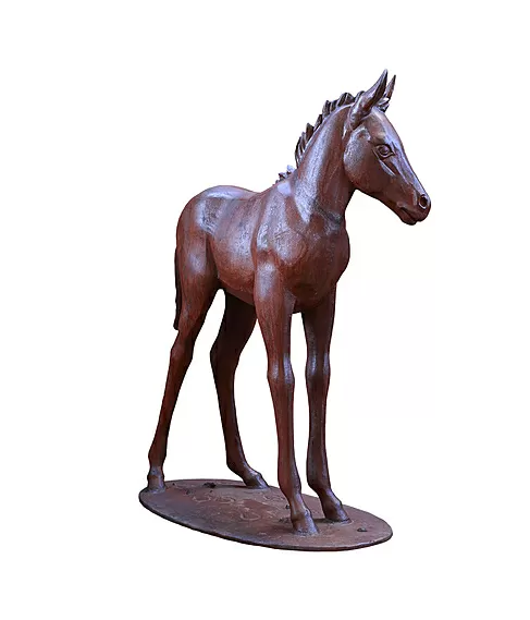 imagem de Escultura Potro em Ferro Fundido 121cm VRFF242 Movimento e Elegância
