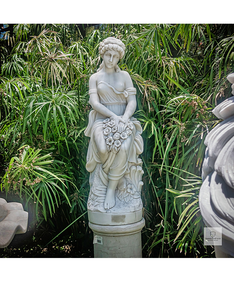 imagem do produto Escultura Primavera Sentada em Mármore Branco 140cm EMP381 Elegância Clássica