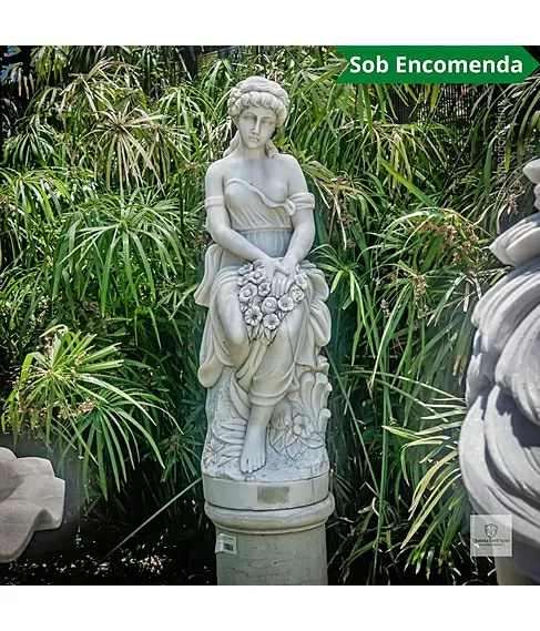 imagem de Escultura Primavera Sentada M�rmore Branco 140cm - EMP381