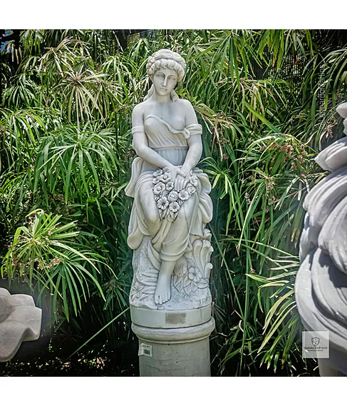 imagem de Escultura Primavera Sentada M�rmore Branco 140cm - EMP381