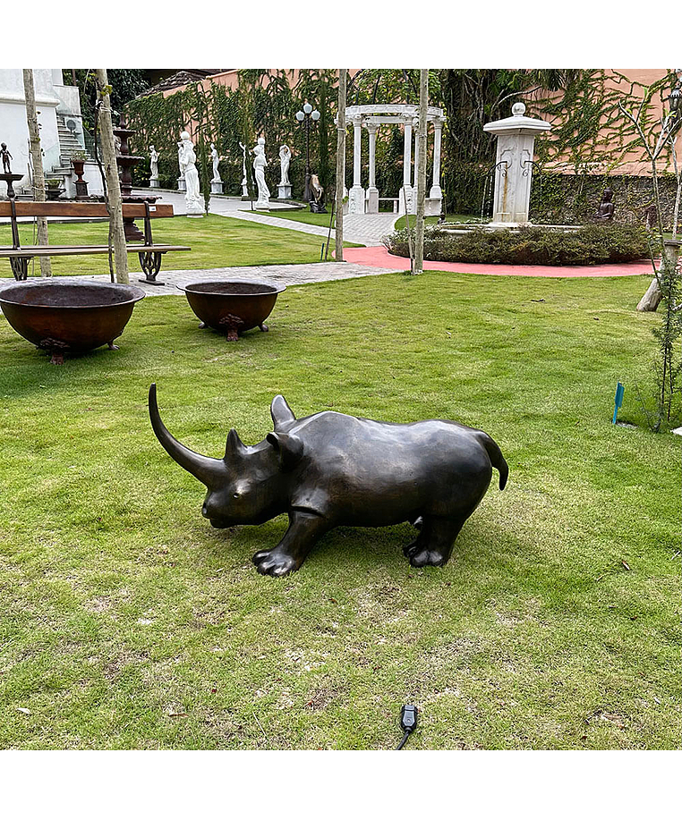 imagem do produto Escultura Rinoceronte em Bronze 48cm EBZ513 Força e Elegância