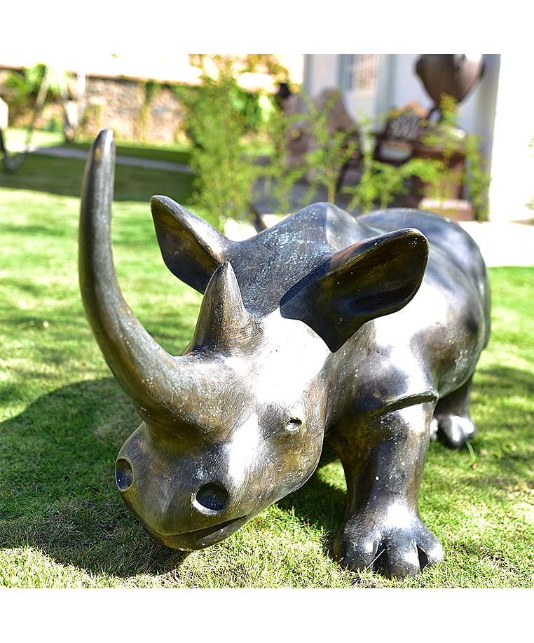 imagem do produto Escultura Rinoceronte em Bronze 48cm EBZ513 Força e Elegância