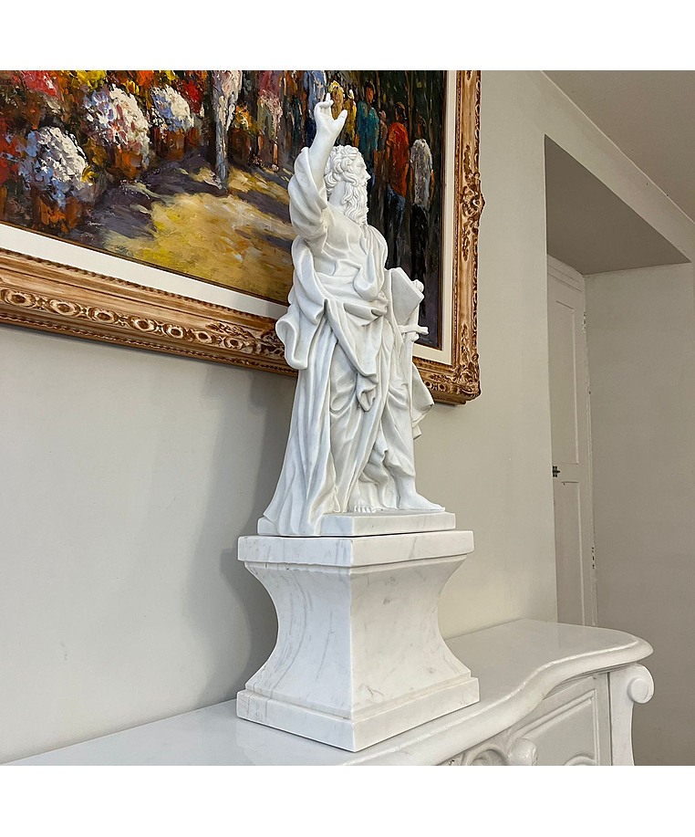 imagem do produto Escultura São Paulo em Mármore Branco 61cm IMP344 Para Ambientes Religiosas 