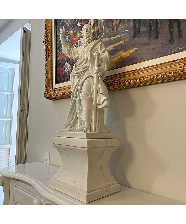 imagem do produto Escultura São Paulo em Mármore Branco 61cm IMP344 Para Ambientes Religiosas 