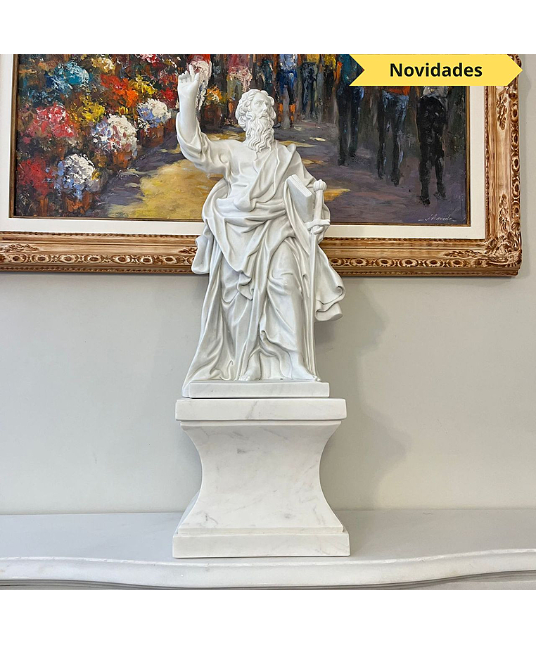imagem do produto Escultura São Paulo em Mármore Branco 61cm IMP344 Para Ambientes Religiosas 