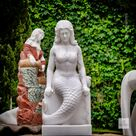 imagem do produto Escultura Sereia Sentada M�rmore Branco 120cm - EMP769