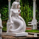 imagem do produto Escultura Sereia Sentada M�rmore Branco 120cm - EMP769