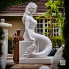 imagem do produto Escultura Sereia Sentada M�rmore Branco 120cm - EMP769