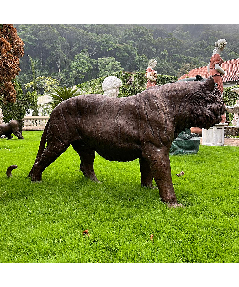 imagem do produto Escultura Tigre em Bronze 190cm - VRBZ349 Imponência e Realismo
