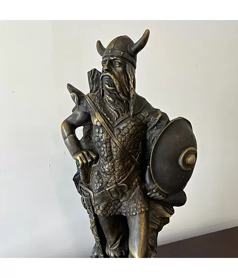 imagem de Escultura Viking em Bronze 48cm EBZ586 Força e Tradição Nórdica