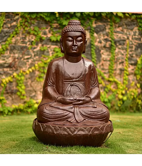 imagem de Fonte Buda Flor de Lotus em Ferro Fundido 100cm - FF162 Serenidade e Sofisticação