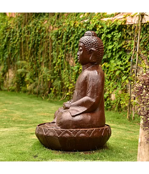imagem de Fonte Buda Flor de Lotus em Ferro Fundido 100cm - FF162 Serenidade e Sofisticação