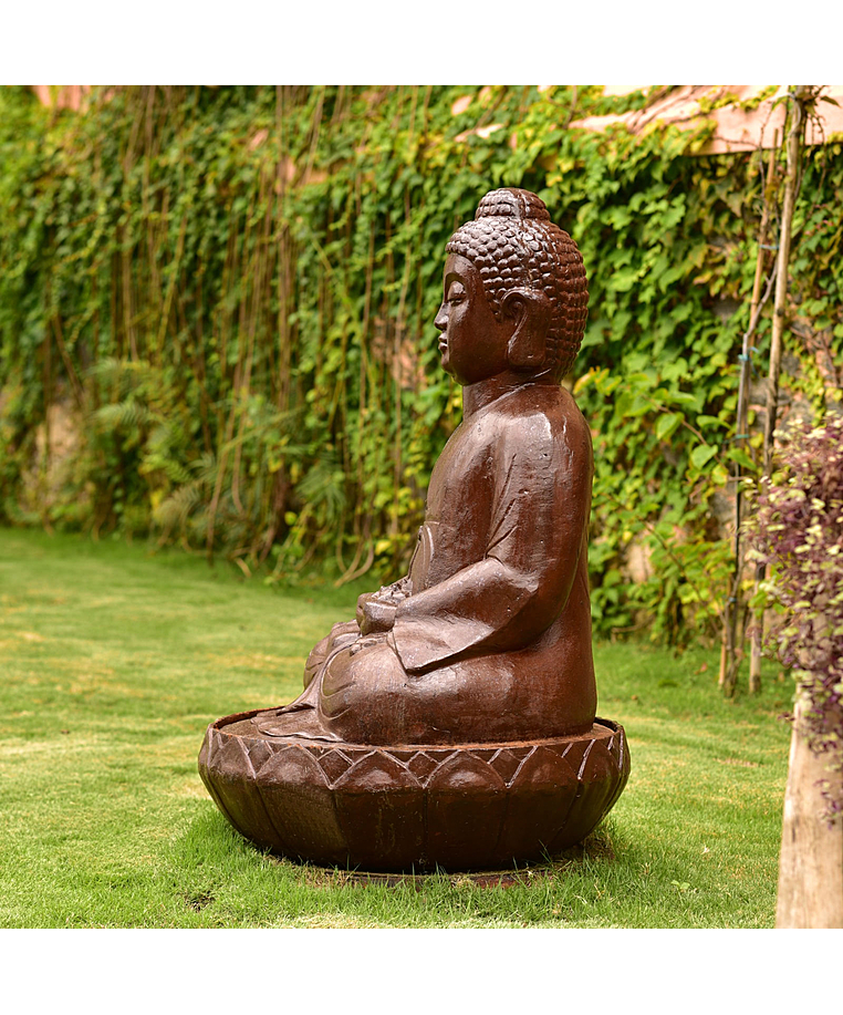 imagem do produto Fonte Buda Flor de Lotus em Ferro Fundido 100cm - FF162 Serenidade e Sofisticação