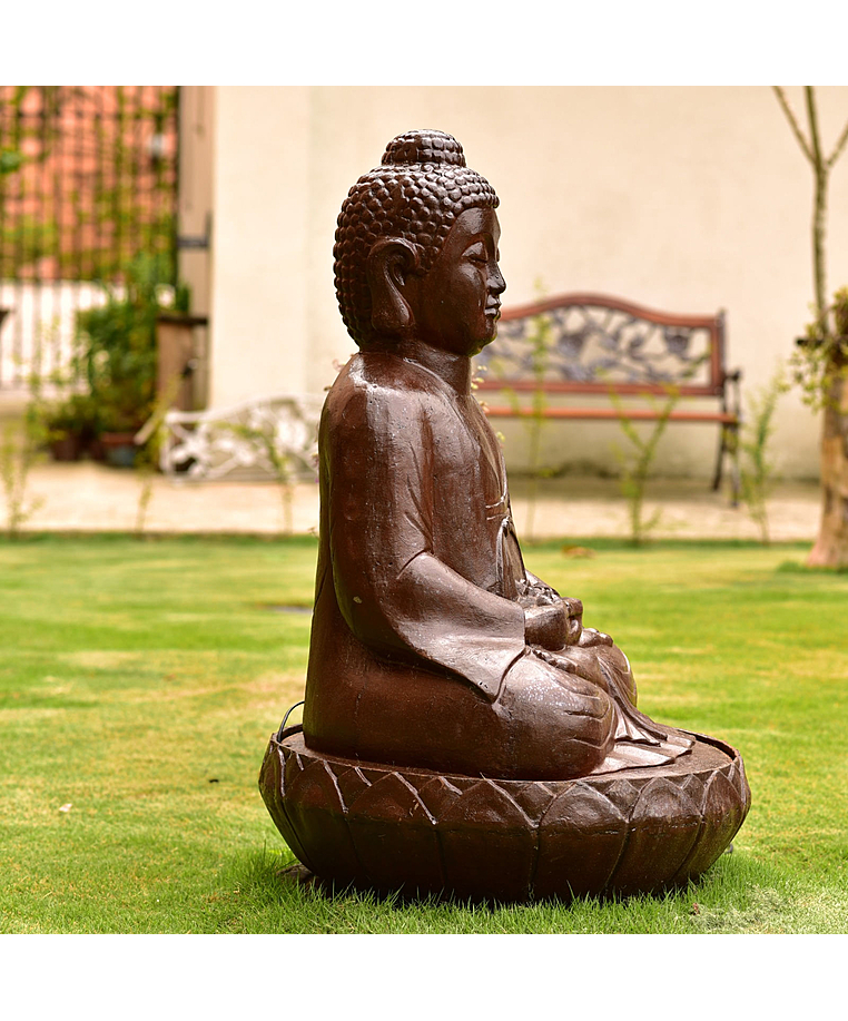 imagem do produto Fonte Buda Flor de Lotus em Ferro Fundido 100cm - FF162 Serenidade e Sofisticação