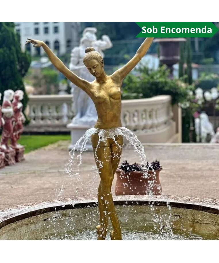 imagem do produto Fonte em Bronze Bailarina 210cm - FBZ214 Destaque Escultural para Paisagismo