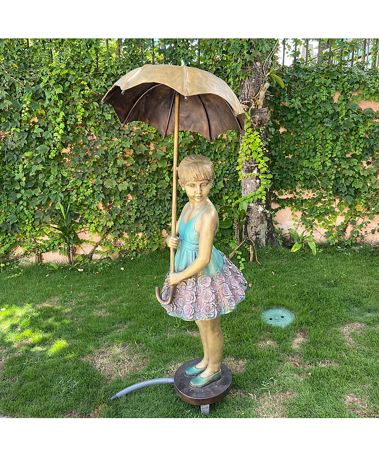 imagem do produto Fonte em Bronze Menina com Sombrinha 168cm - FBZ206