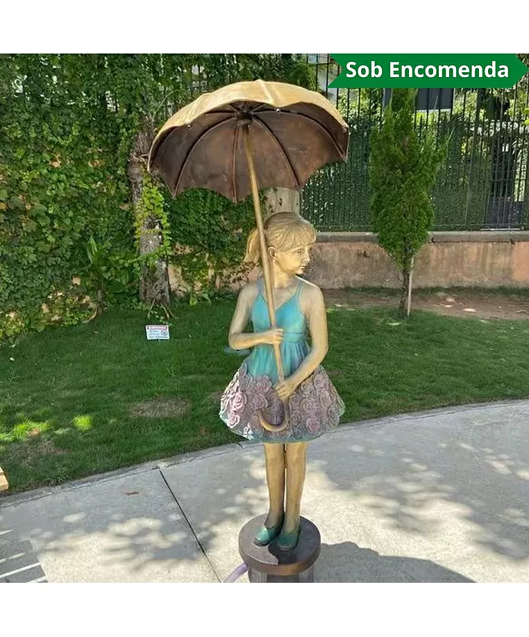 imagem do produto Fonte em Bronze Menina com Sombrinha 168cm - FBZ206