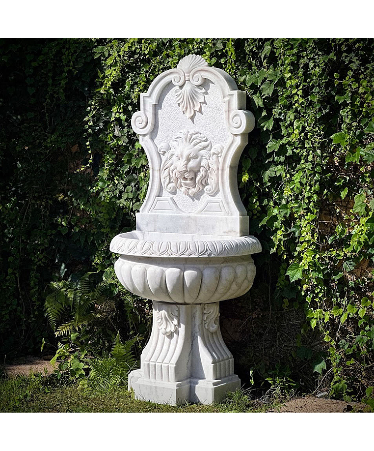 imagem do produto Fonte Nice em Mármore Branco 180cm - FMP372 Sofisticação Escultural para Jardins e Lagos