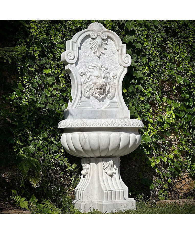 imagem do produto Fonte Nice em Mármore Branco 180cm - FMP372 Sofisticação Escultural para Jardins e Lagos