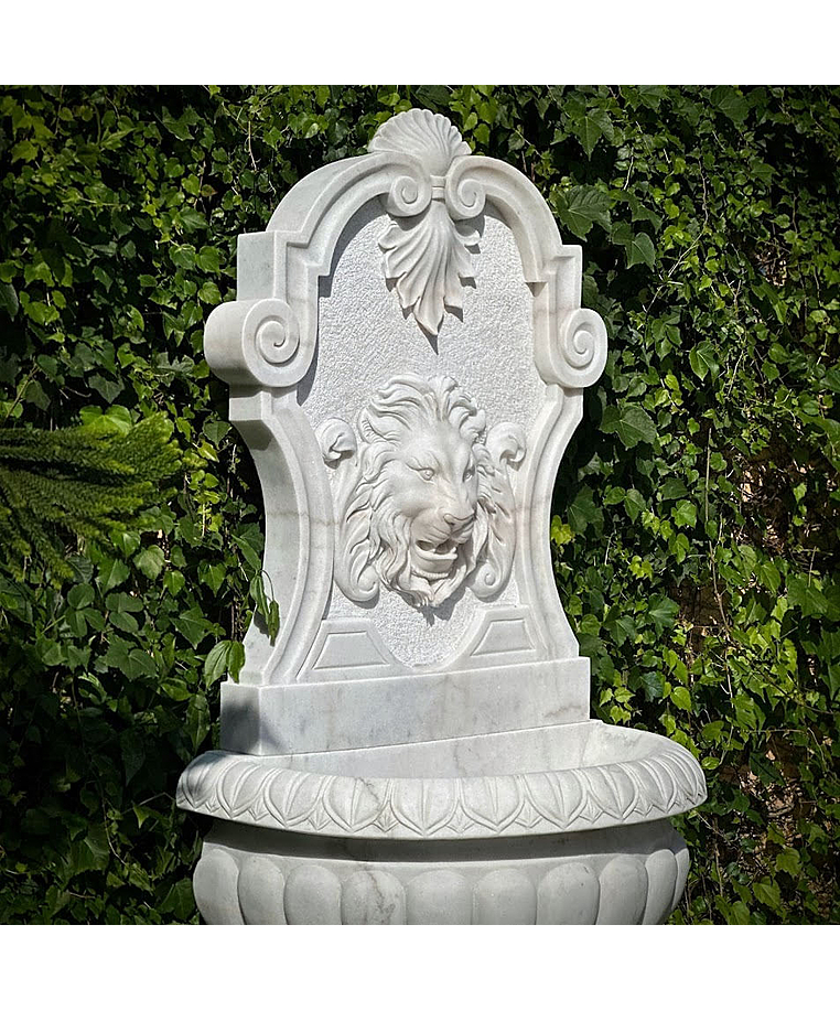 imagem do produto Fonte Nice em Mármore Branco 180cm - FMP372 Sofisticação Escultural para Jardins e Lagos