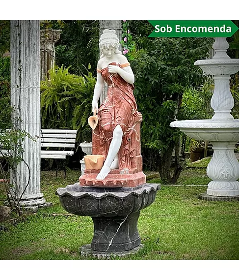 imagem de Fonte Ninfa Color em Mármore 190cm - FMP191 Elegância e Cores Sofisticadas para Jardins