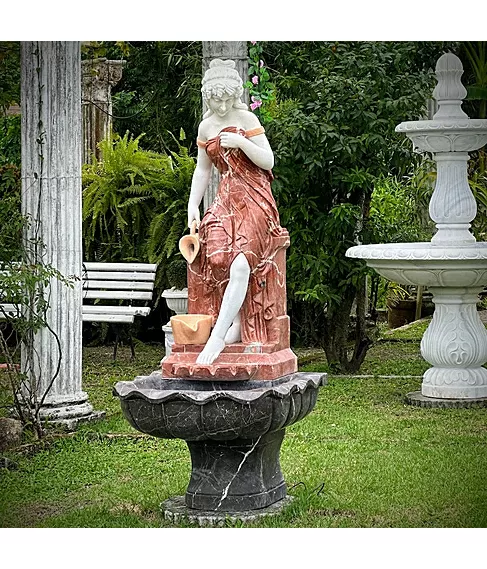 imagem de Fonte Ninfa Color em Mármore 190cm - FMP191 Elegância e Cores Sofisticadas para Jardins