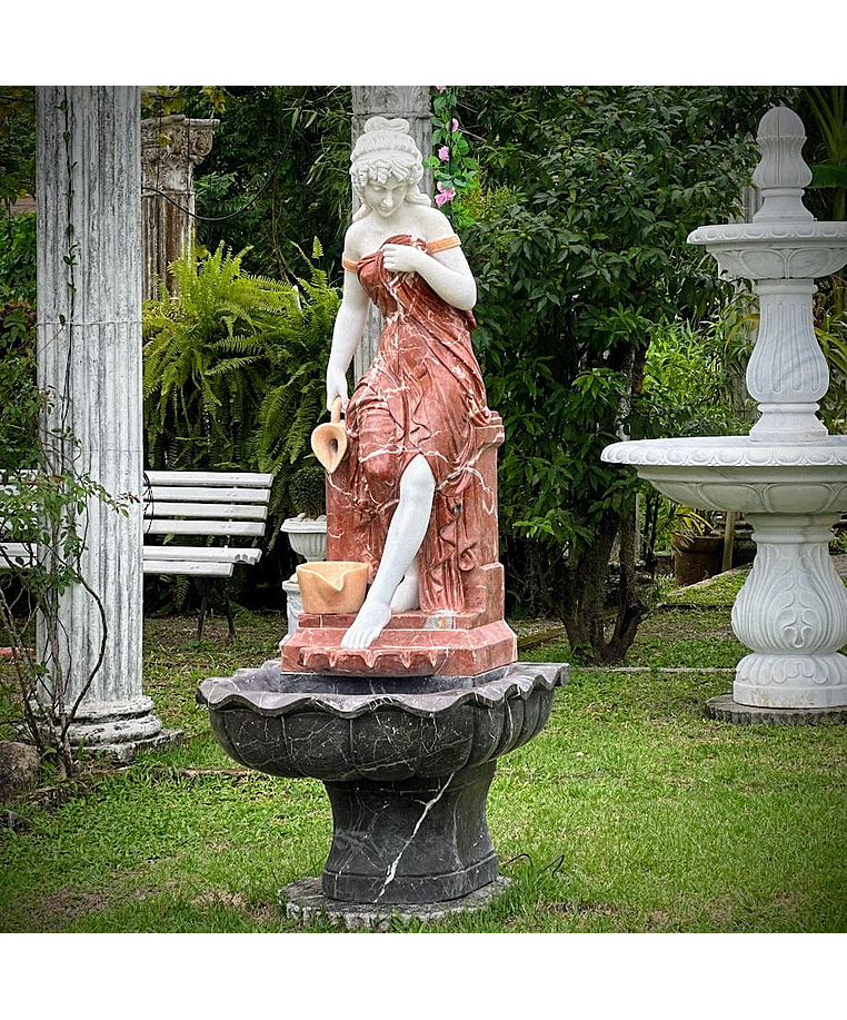 imagem do produto Fonte Ninfa Color em Mármore 190cm - FMP191 Elegância e Cores Sofisticadas para Jardins
