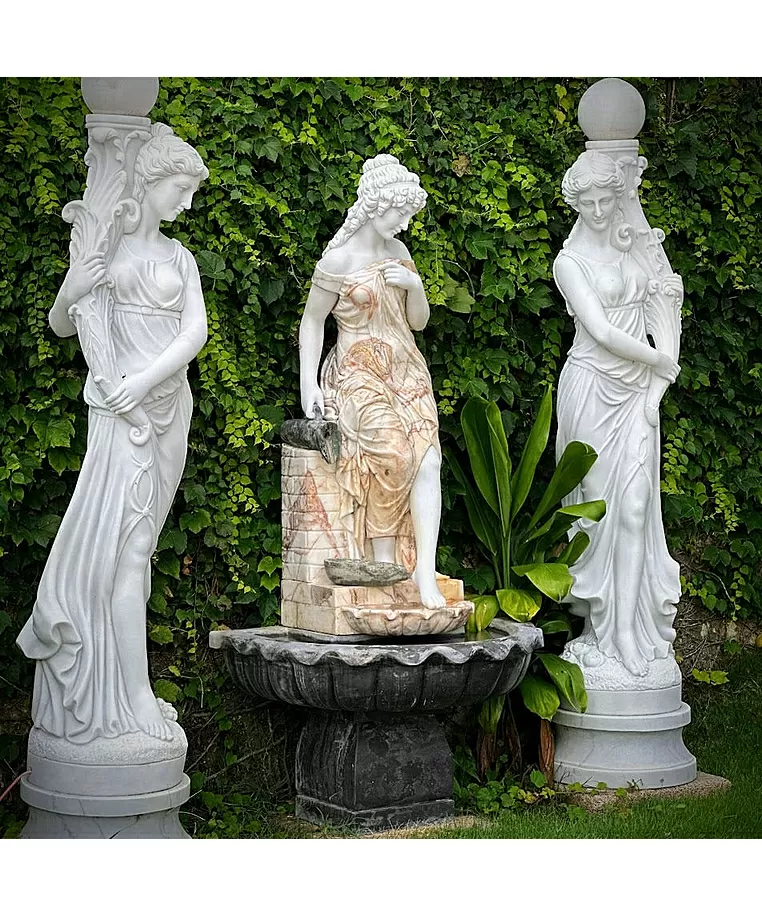 imagem de Fonte Ninfa de Parede em Mármore 190cm - FMP213 Elegância para Ambientes Clássicos