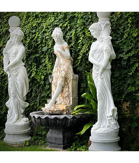 imagem de Fonte Ninfa de Parede em Mármore 190cm - FMP213 Elegância para Ambientes Clássicos