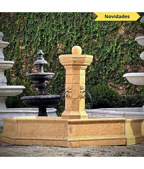 imagem de Fonte Provençal Mármore Amarelo 140cm - FMP386 Destaque no Paisagismo