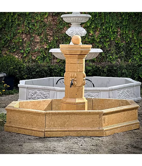 imagem de Fonte Provençal Mármore Amarelo 140cm - FMP386 Destaque no Paisagismo