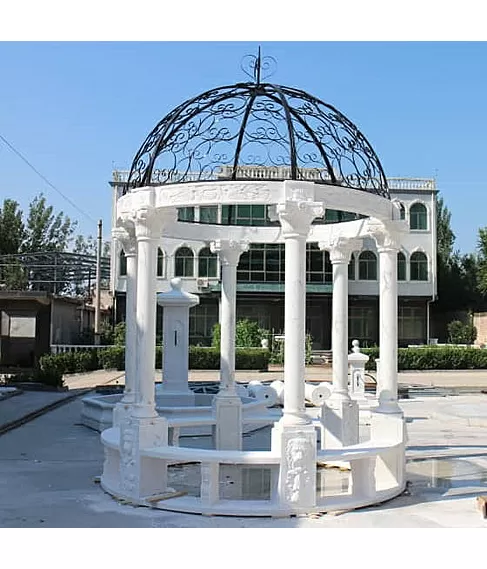 imagem de Gazebo de Mármore Branco 270cm - VRMP278 Jardins de Luxo