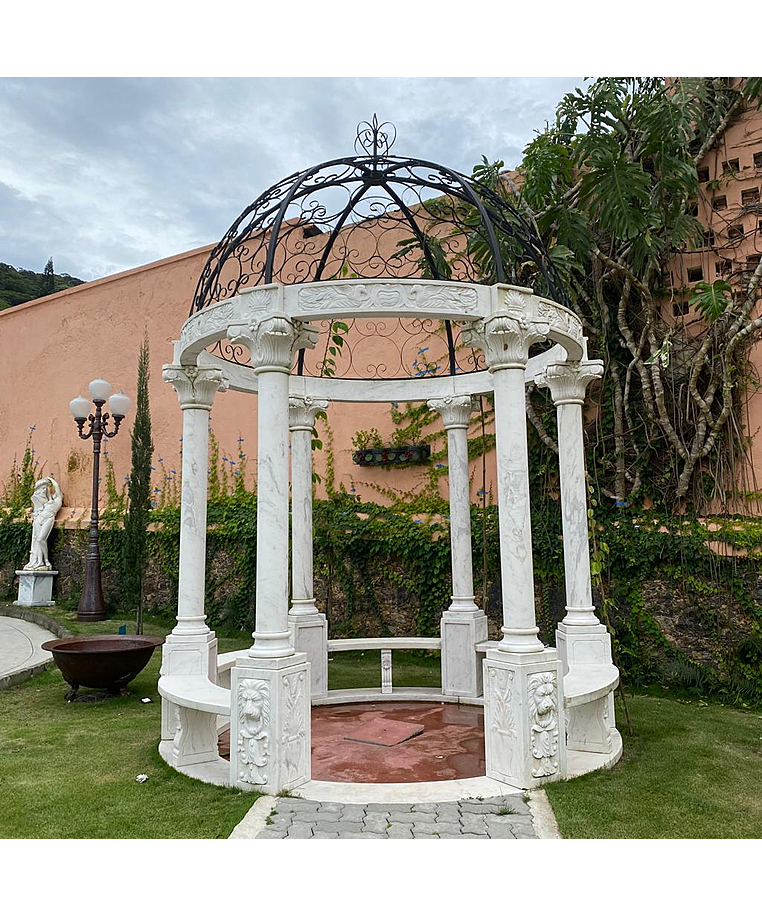 imagem do produto Gazebo de Mármore Branco 270cm - VRMP278 Jardins de Luxo
