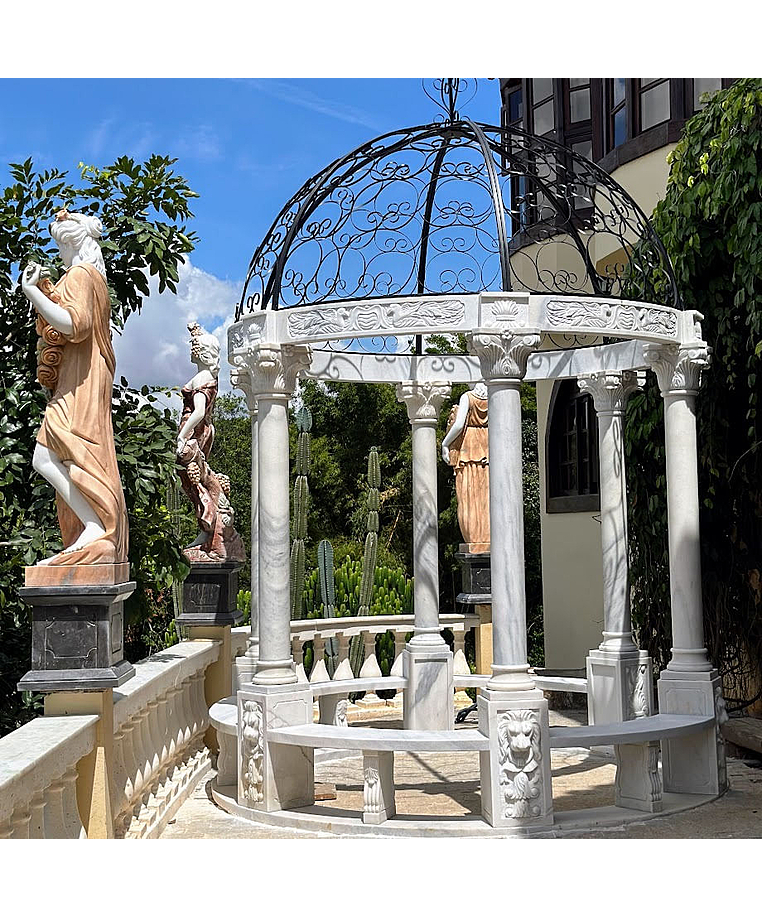 imagem do produto Gazebo de Mármore Branco 270cm - VRMP278 Jardins de Luxo