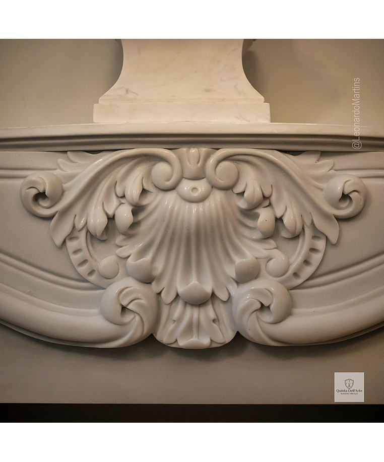 imagem do produto Lareira Turim em Mármore Branco 130cm VRMP348 Clássica para Ambientes Sofisticados 