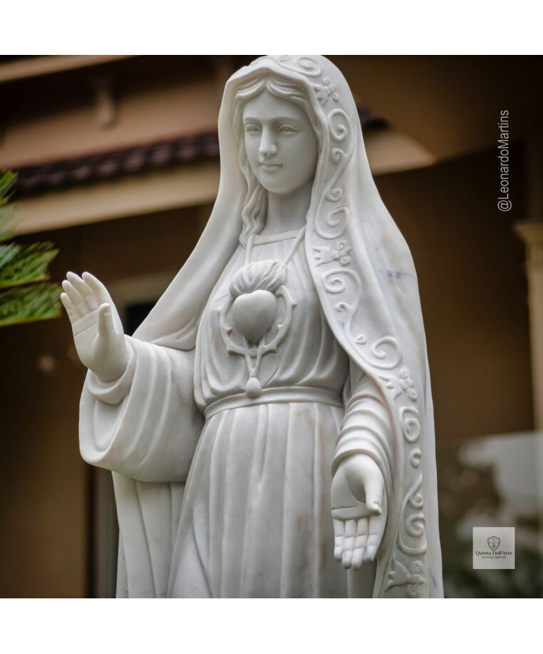 imagem do produto Nossa Senhora de Fátima Mármore Branco 160cm - IMP352 Para ambientes Religiosos 