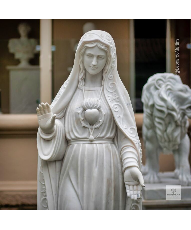 imagem do produto Nossa Senhora de Fátima Mármore Branco 160cm - IMP352 Para ambientes Religiosos 