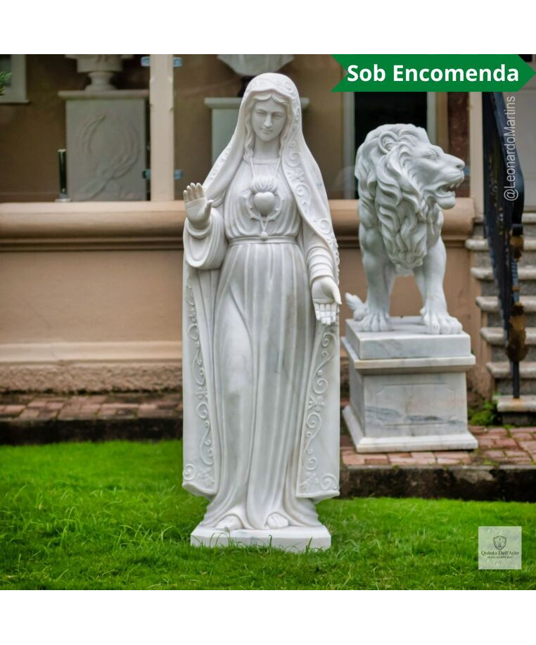 imagem do produto Nossa Senhora de Fátima Mármore Branco 160cm - IMP352 Para ambientes Religiosos 