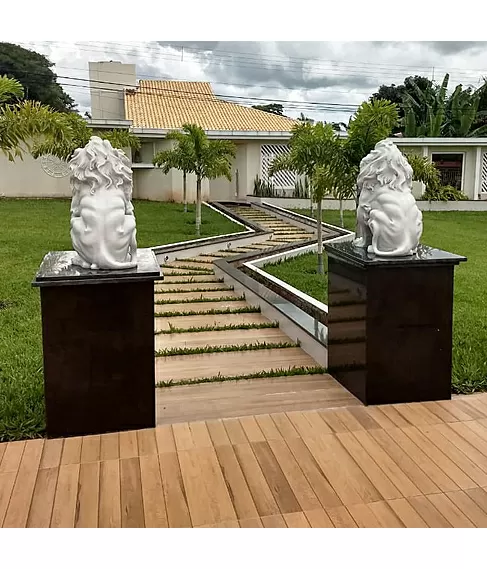 imagem de Par de Escultura de Le�o Sentado 100cm - EML423