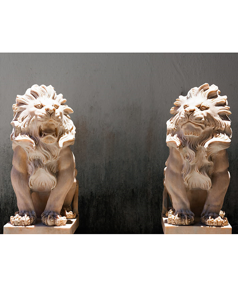 imagem do produto Par de Escultura Le�o Rosa Sentado 80cm - EMP402