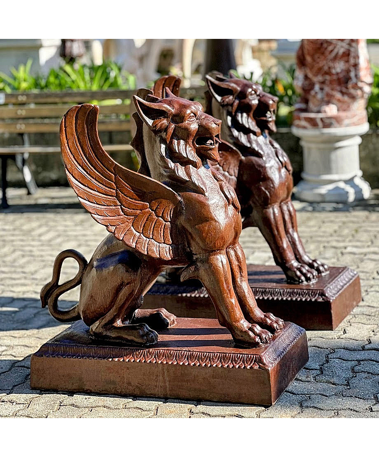 imagem do produto Par de Esculturas Quimera 95cm EF410P Misticismo e Elegância