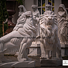 imagem do produto Par de Leões em Mármore Branco 150cm EMP546 Elegância e Presença