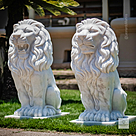 imagem do produto Par de Leões em Mármore Branco 90cm EMP705 Elegância e Proteção Clássica