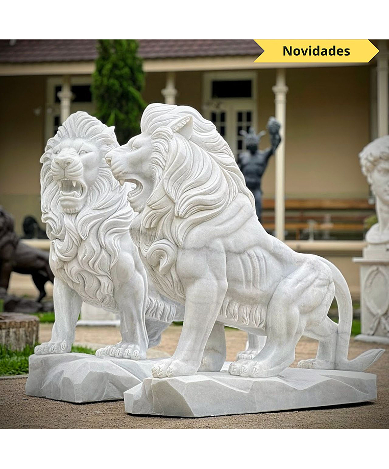 imagem do produto Par de Le�es em M�rmore Branco 155cm - EMP699